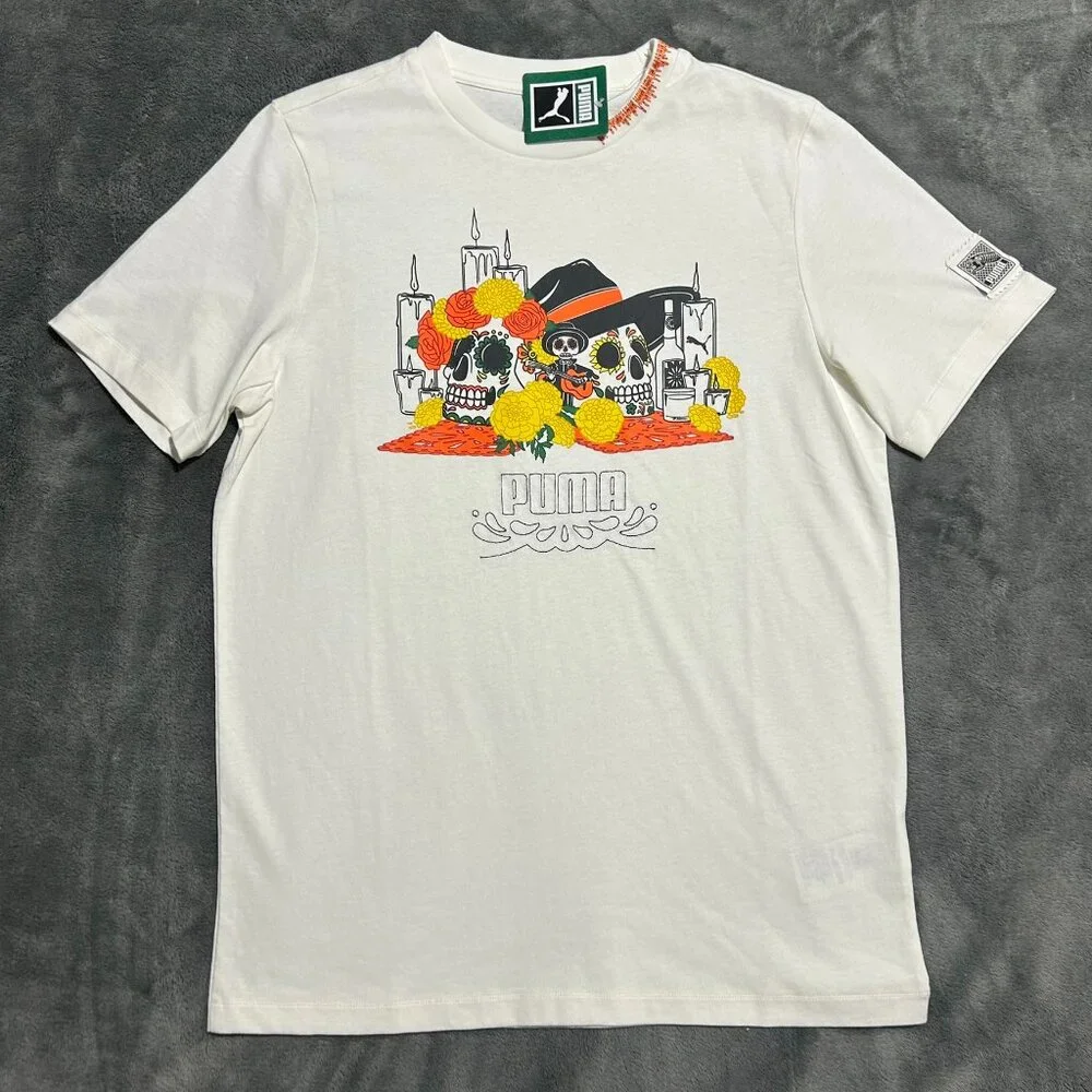 PUMA Classics Limited Edition T-Shirt: Dia de Muertos (White-Medium)